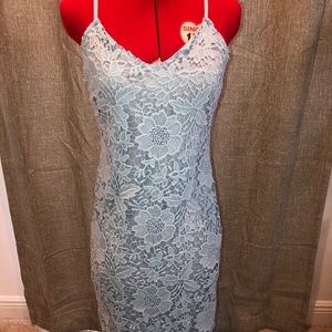 Baby Blue Lace Midi Dress